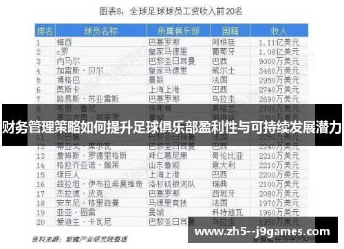 财务管理策略如何提升足球俱乐部盈利性与可持续发展潜力
